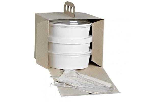 Scatola asporto con maniglia cartone kraft 17,6 x 17,6 x 15 cm 1